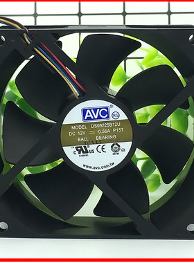AVC DS09225B12U 12V 0.56A 9CM 9025 4线 双滚珠温控PWM风扇