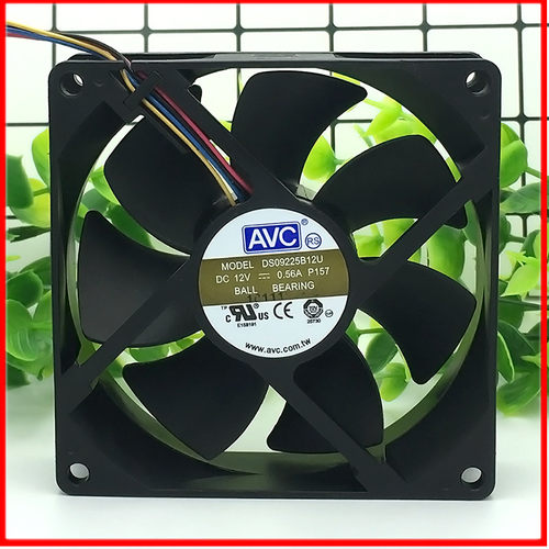 AVC DS09225B12U 12V 0.56A 9CM 9025 4线 双滚珠温控PWM风扇