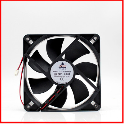 FANEC 12025 散热风扇 DC24V 0.28A JD-1202524M2B 2线 风扇