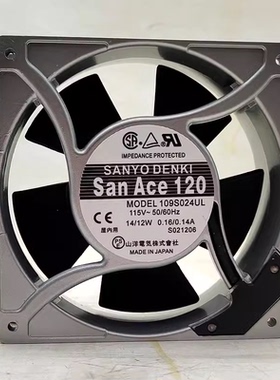 全新日本SANYO12cm 12038 115v双滚珠轴承散热风扇109S024UL