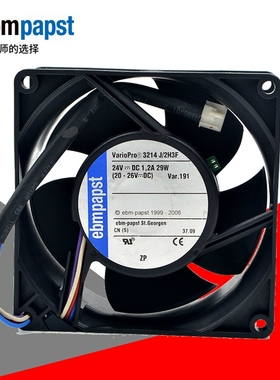 德国ebmpapst 3214J/2H3F/39HU/2N/JM/JN/JH 24V高端设备风扇9CM