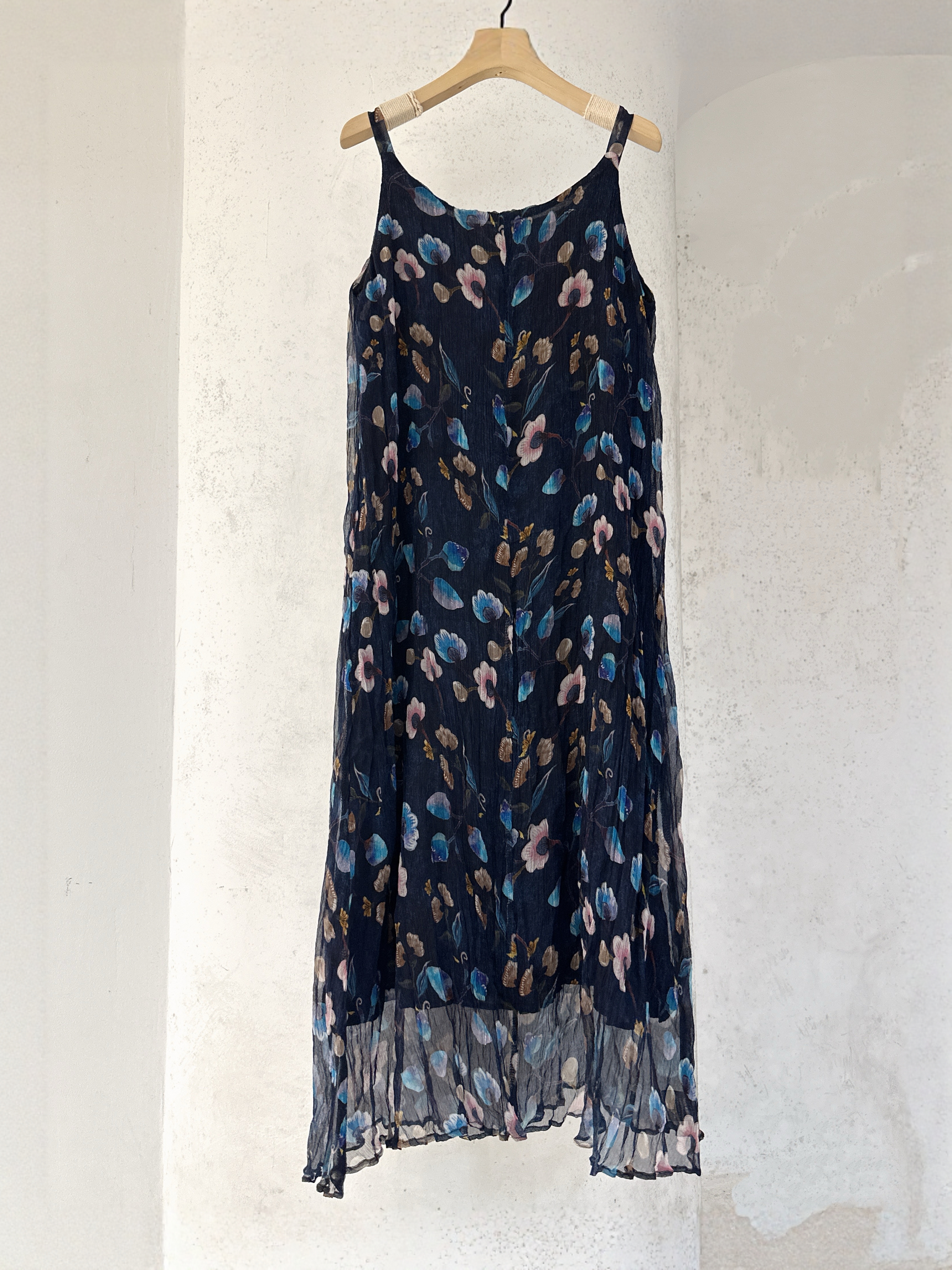 2026春夏新真丝印花连衣裙100%桑蚕丝吊带裙宽松大码女双层连衣裙