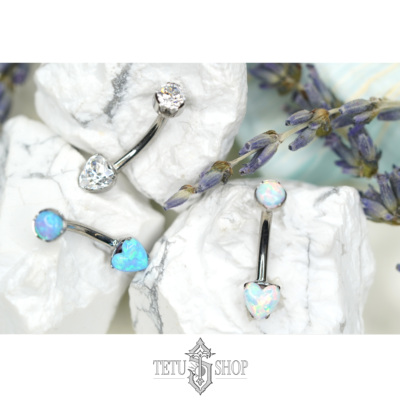 特土商店Anatometal美国专业人体穿孔饰品 爱心宝石脐钉 钛合金