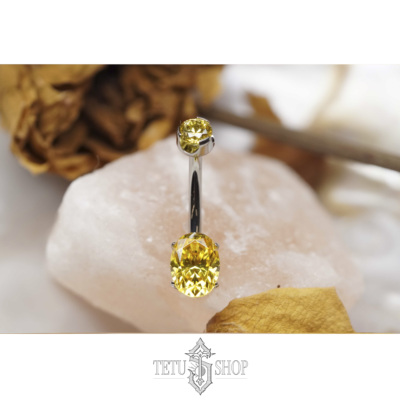 特土商店 Anatometal美国专业人体穿孔饰品 椭圆形石脐钉 钛合金