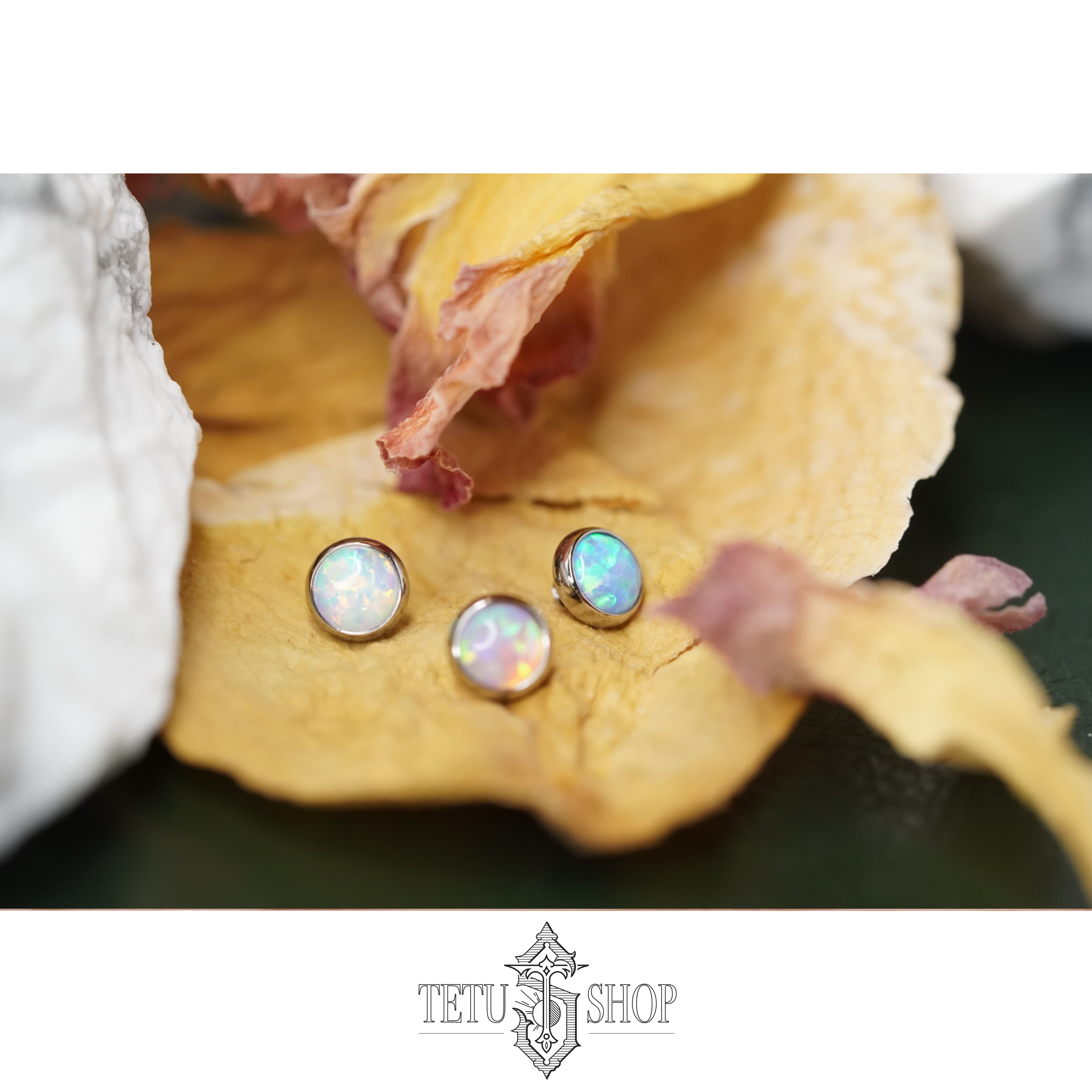 特土商店Anatometal美国专业人体穿孔珠宝14G3mm钛合金欧泊石埋钉