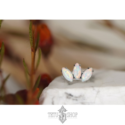 特土商店 IS美国钛合金人体穿孔首饰 Marquise Fan 欧泊 耳钉耳骨