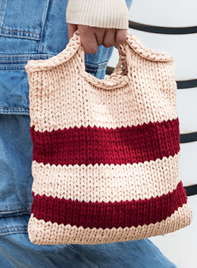 手提包手工编织麦穗包包diy材料包棒针粗毛线团自制送女友礼物