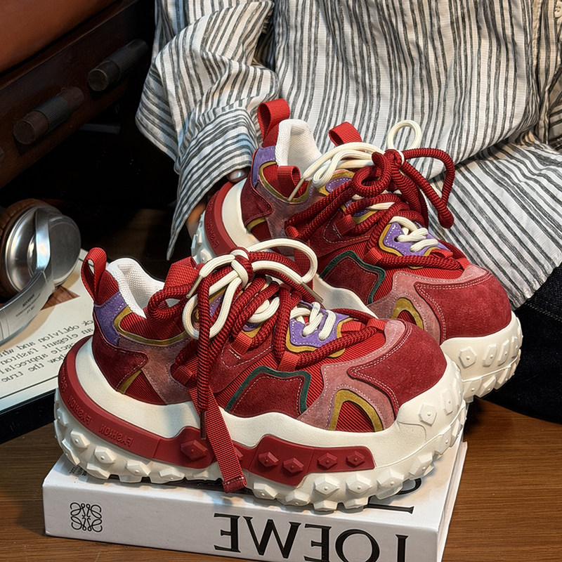 欧货真皮做旧面包鞋女厚底松糕老爹鞋百搭小个子增高面包休闲板鞋,女鞋,老爹鞋,淘宝优惠券,粉丝福利购,淘宝优惠卷