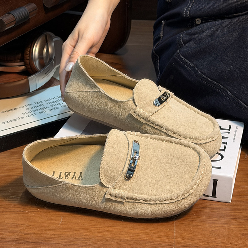 磨砂真皮复古勃肯鞋女休闲平底防滑豆豆鞋一脚蹬懒人鞋休闲乐福鞋,女鞋,乐福鞋（豆豆鞋）,淘宝优惠券,粉丝福利购,淘宝优惠卷