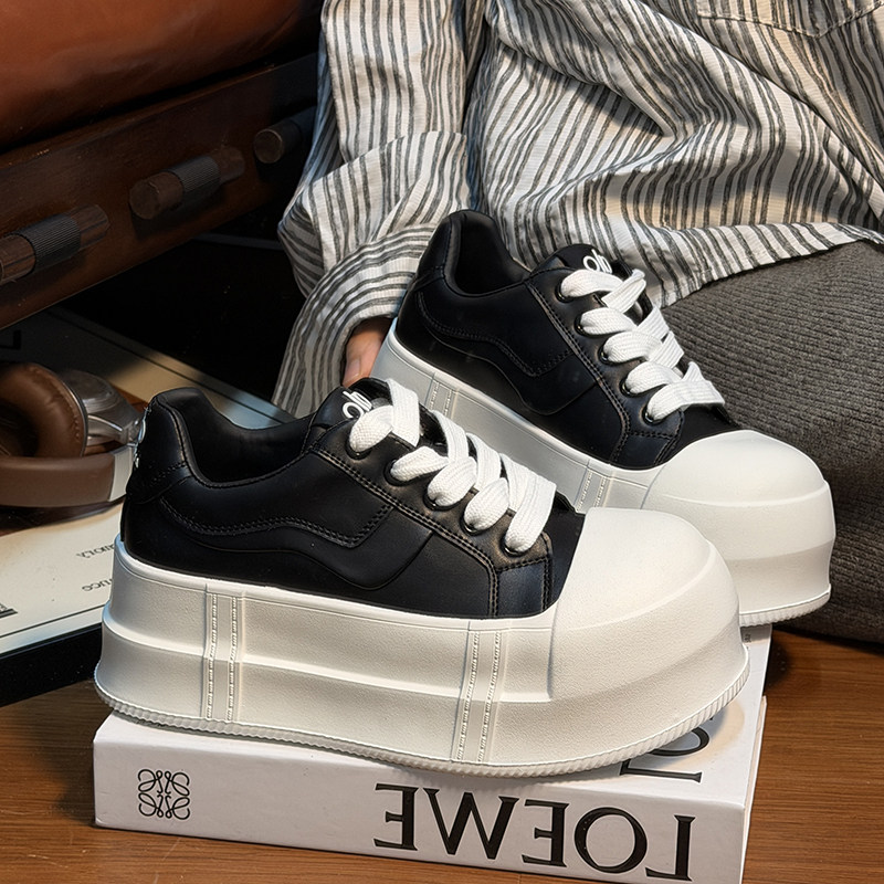 欧货真皮做旧小白鞋女厚底老爹鞋