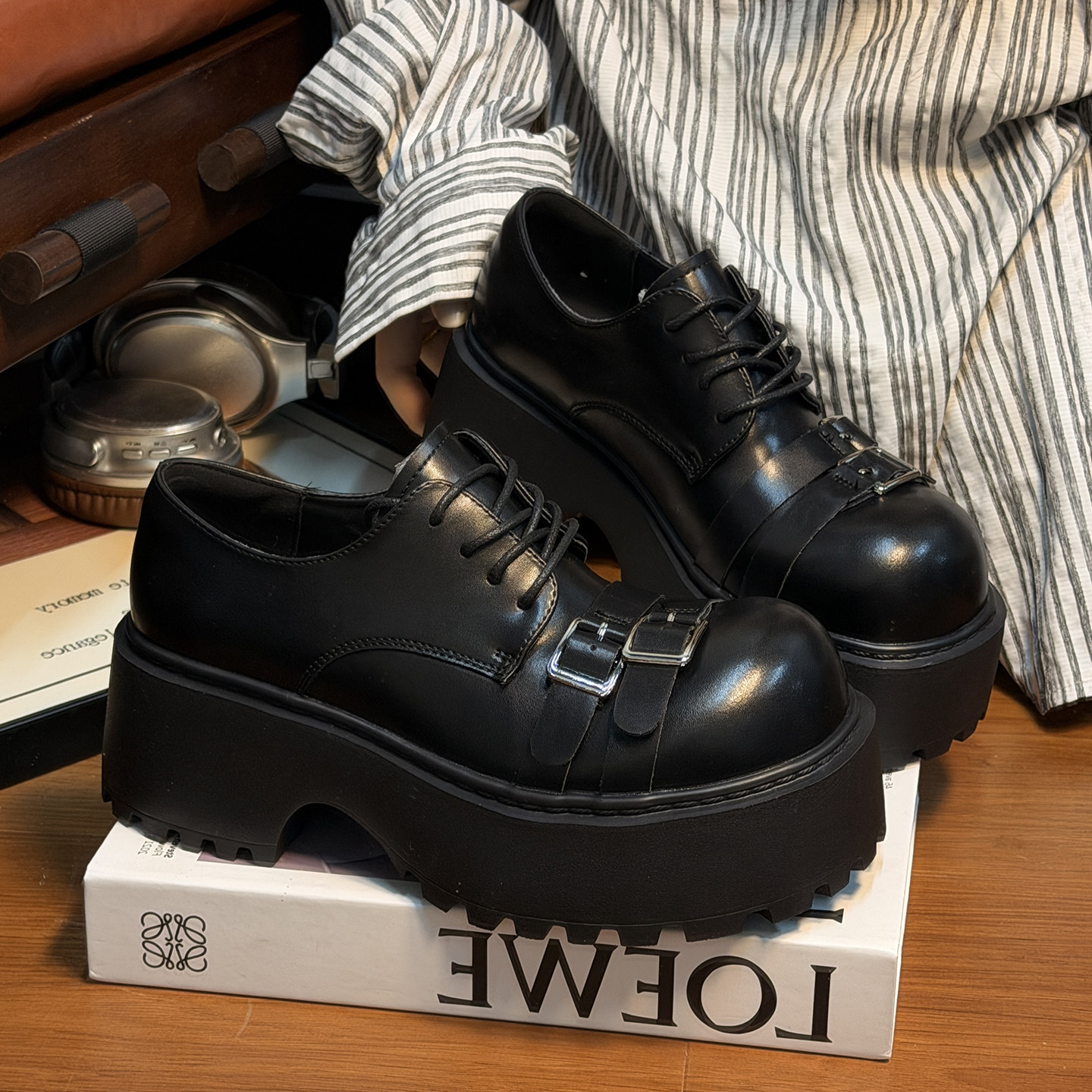 欧货真皮松糕厚底小皮鞋女英伦风圆头德比鞋小个子增高乐福鞋单鞋,女鞋,乐福鞋（豆豆鞋）,淘宝优惠券,粉丝福利购,淘宝优惠卷