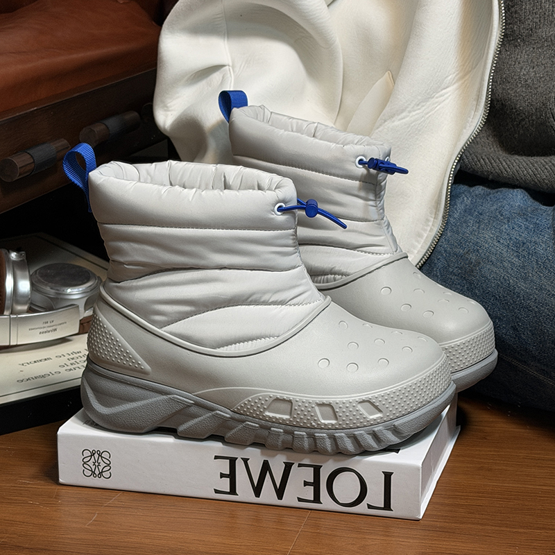 丑萌大头松糕厚底洞洞雪地靴女