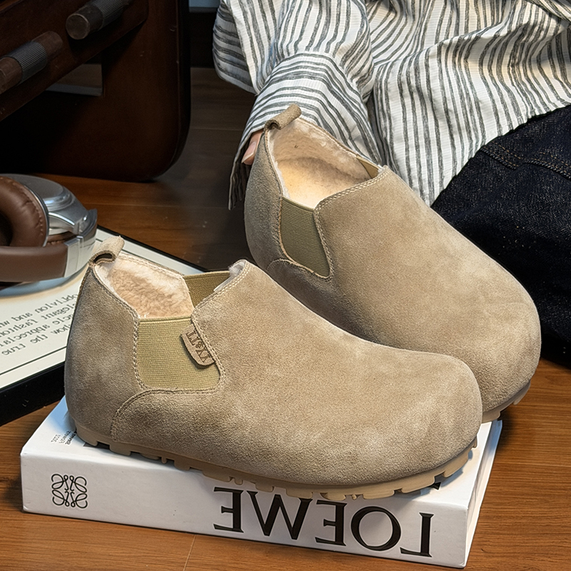 磨砂真皮复古大头厚底勃肯鞋女