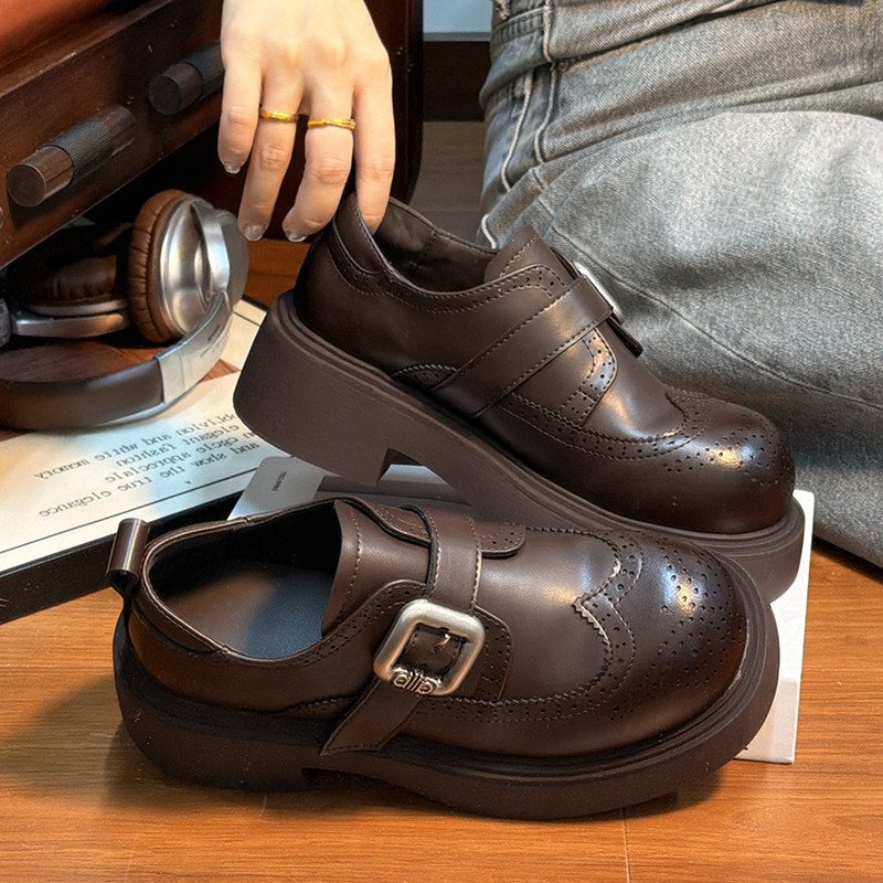 复古真皮松糕厚底小皮鞋女英伦风圆头德比鞋小个子增高加绒乐福鞋,女鞋,牛津鞋/布洛克鞋/德比鞋,淘宝优惠券,粉丝福利购,淘宝优惠卷