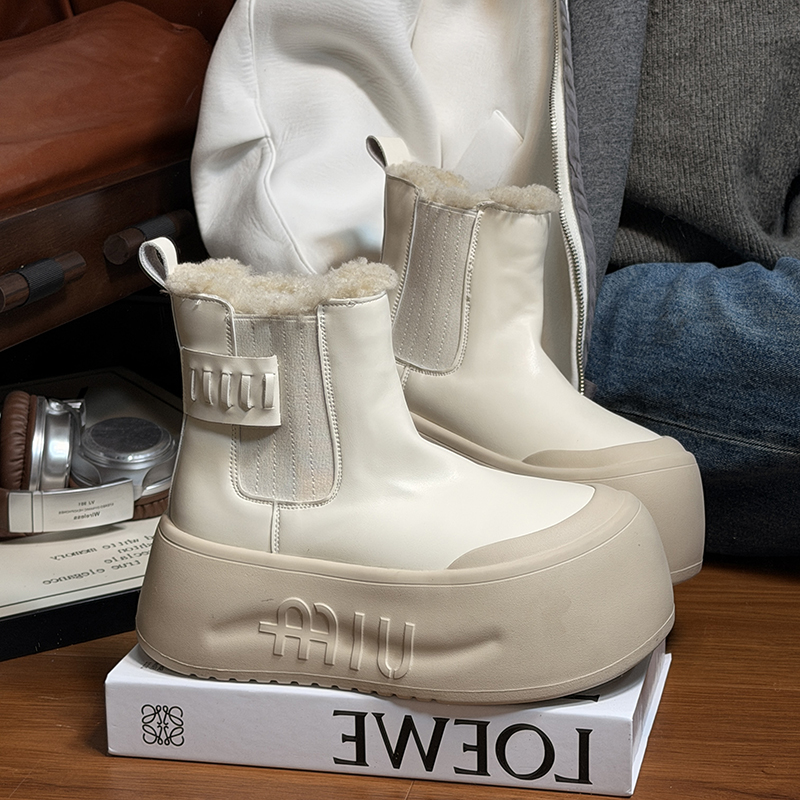 欧货真皮大头松糕厚底马丁靴女