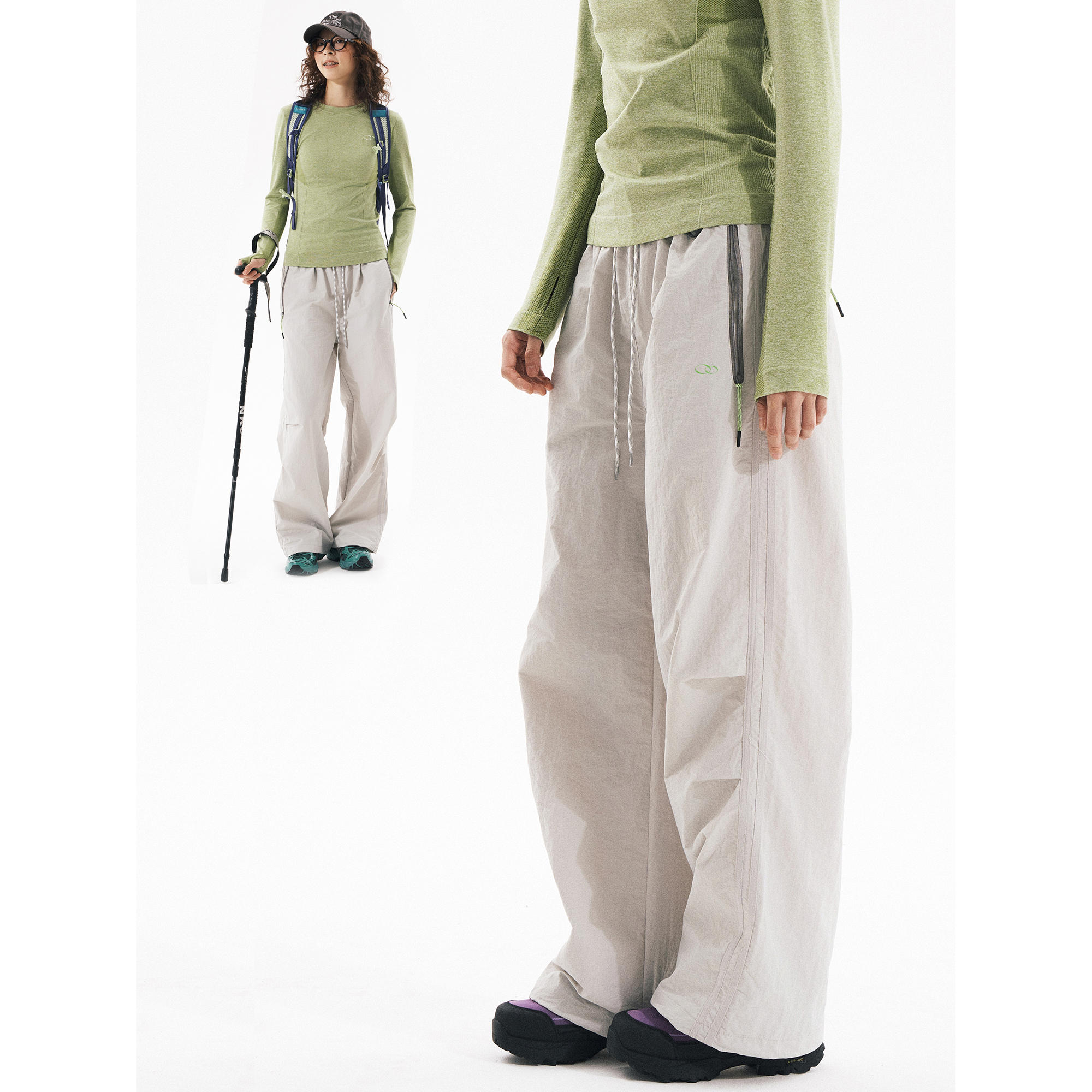 wooye勿野 秋冬防水户外尼龙休闲速干裤男女徒步登山伞兵工装长裤