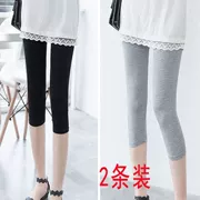 Mùa hè Modal bảy điểm quần legging nữ mỏng mặc Slim size lớn eo cao 7 điểm quần quần chân quần short - Quần tây thường