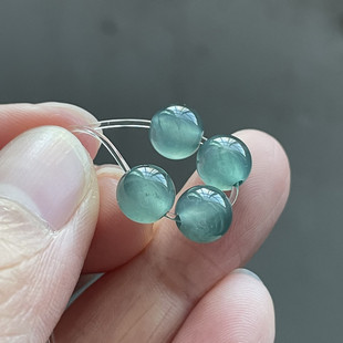 A货冰种蓝绿圆珠6.8mm隔珠散珠玉石diy 正品 手串 天然翡翠配件