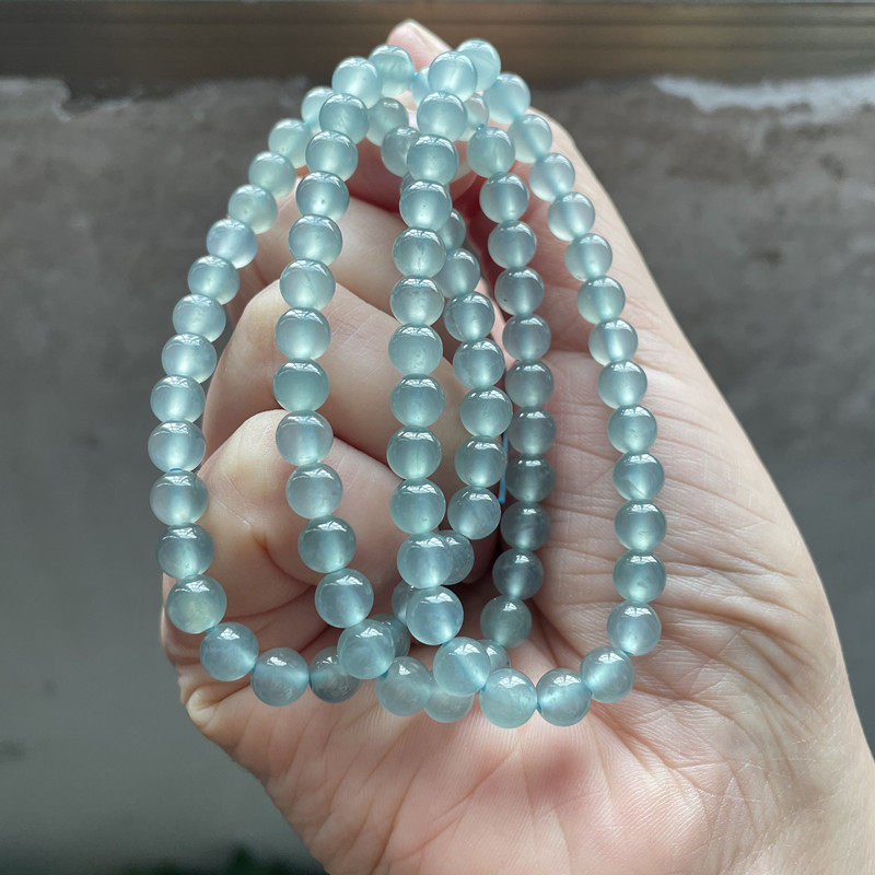 天然翡翠珠串高冰晴底色手链手串