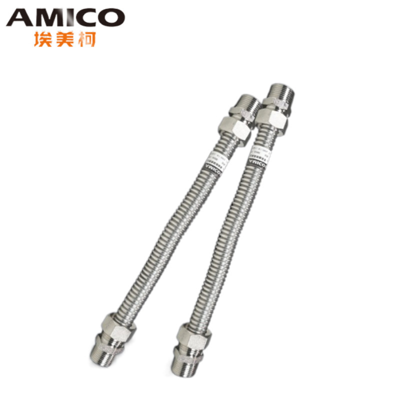 埃美柯不锈钢空调波纹管4分dn15风机盘管配件软管接头6分dn20