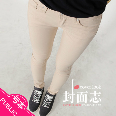 亏！韩国进口代购正品PUBLIC彩色显瘦紧身小脚弹力铅笔裤现huo