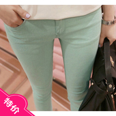 特 韩国进口彩色小脚紧身弹力铅笔打底裤 牛仔棉薄荷绿RENEWAL
