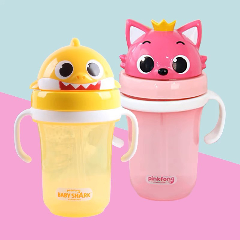 用品pinkfong双把吸管杯