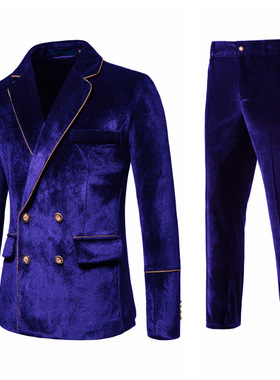 Mens velvet suit trousers suit dress男士丝绒西服长裤套装礼服