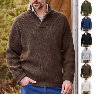 Men's knitted V-neck solid-color sweater 男士针织V领纯色毛衣