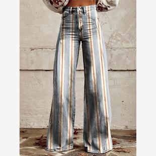 Plus-size casual printed bell bottoms 大码休闲裤女印花喇叭裤