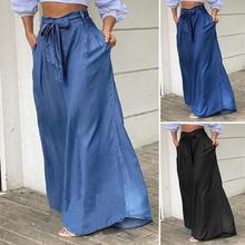 Highwaisted skirt denim long skirt优雅系带高腰半身裙牛仔长裙