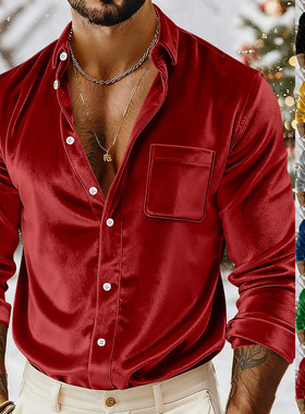 Men's velvet suit with loose shirt男士奢华金丝绒休闲礼服衬衫