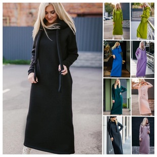 skirt大码 Thick warm pullover 连帽长裙加绒卫衣保暖裙子 fleece