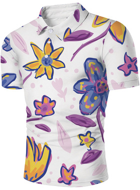 3Dprinted lapel short-sleeved polo shirt3D印花翻领短袖polo衫