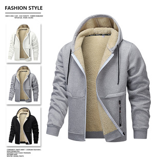 Heavy coat hooded lamb fleece hoodie加厚外套男连帽羊羔绒卫衣