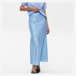 hip Tuck and waist skirt缎面垂感印花半身裙收腰包臀长裙 inthe