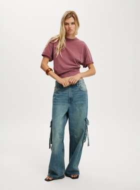 Workwear denim casual pants 宽松阔腿工装牛仔裤女水洗休闲长裤