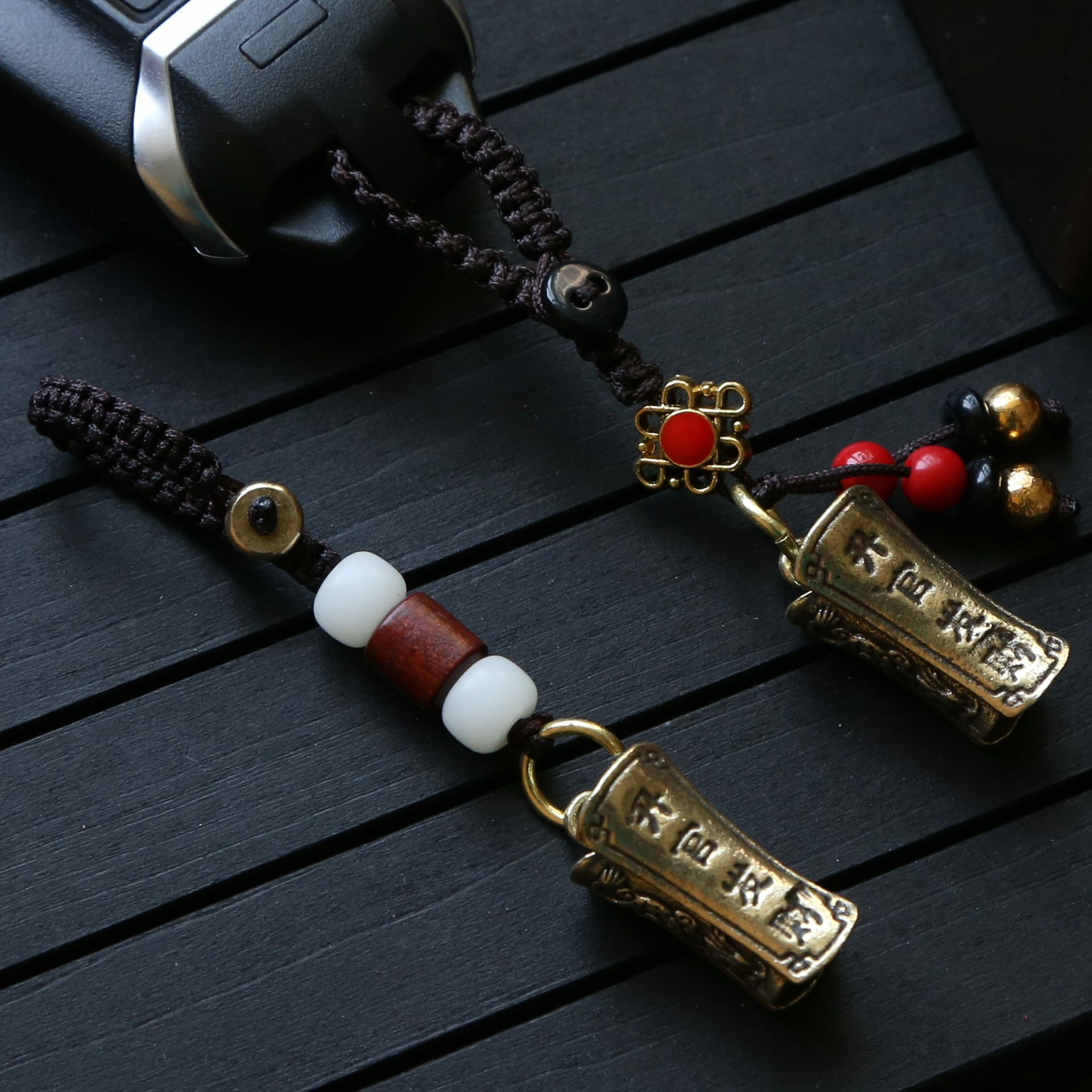 黄铜复古龙凤升官发财创意汽车钥匙包包挂件做旧工艺品小棺材