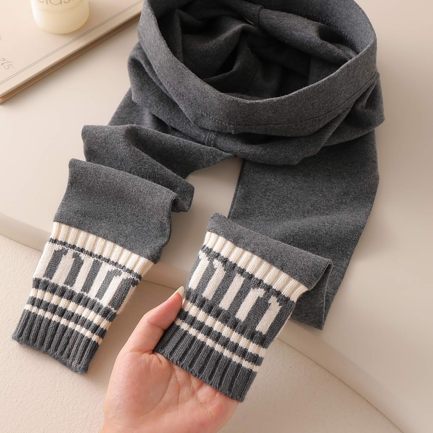 小脸彤红女童纯棉拼接打底裤