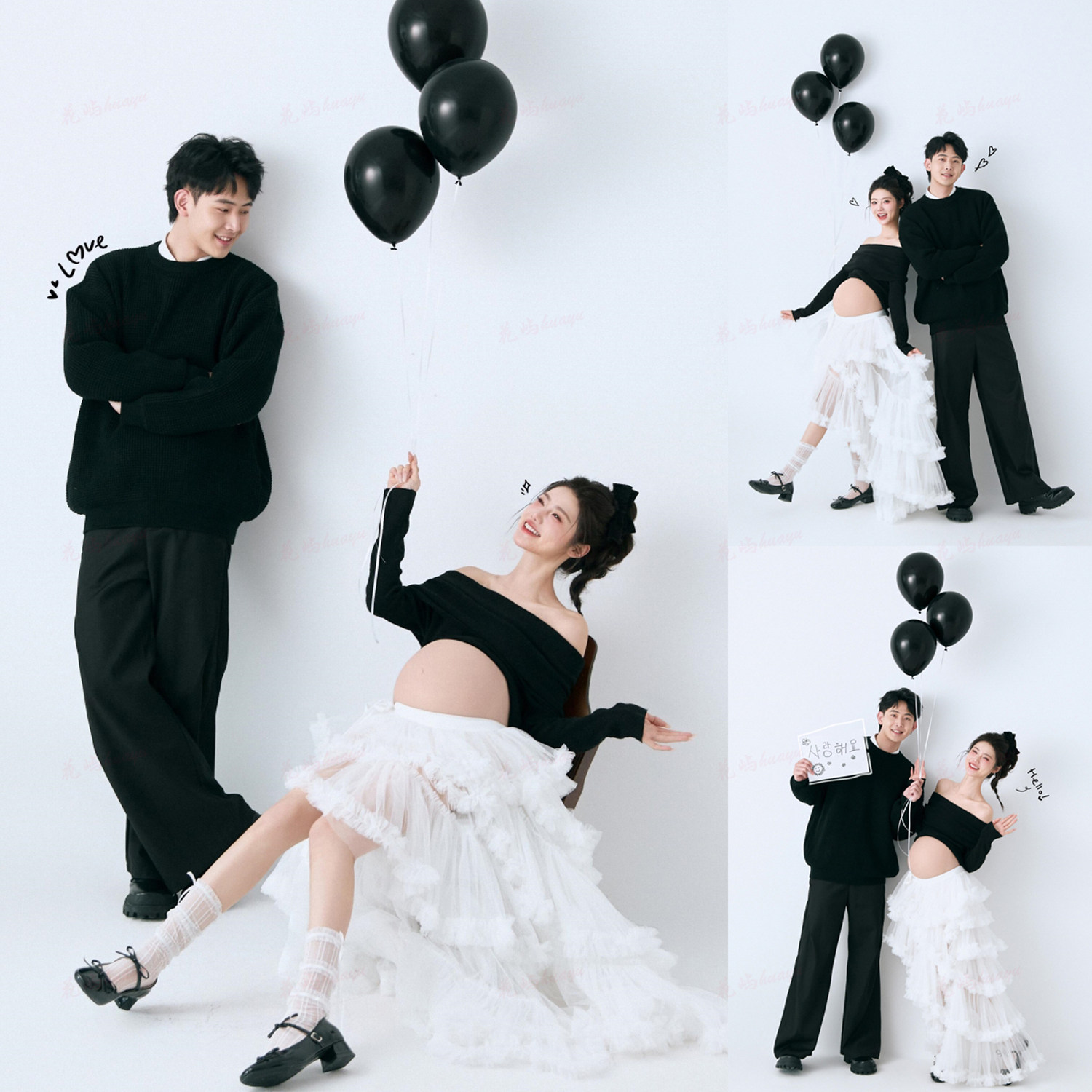 韩系清新甜美可爱孕妈大肚照衣服