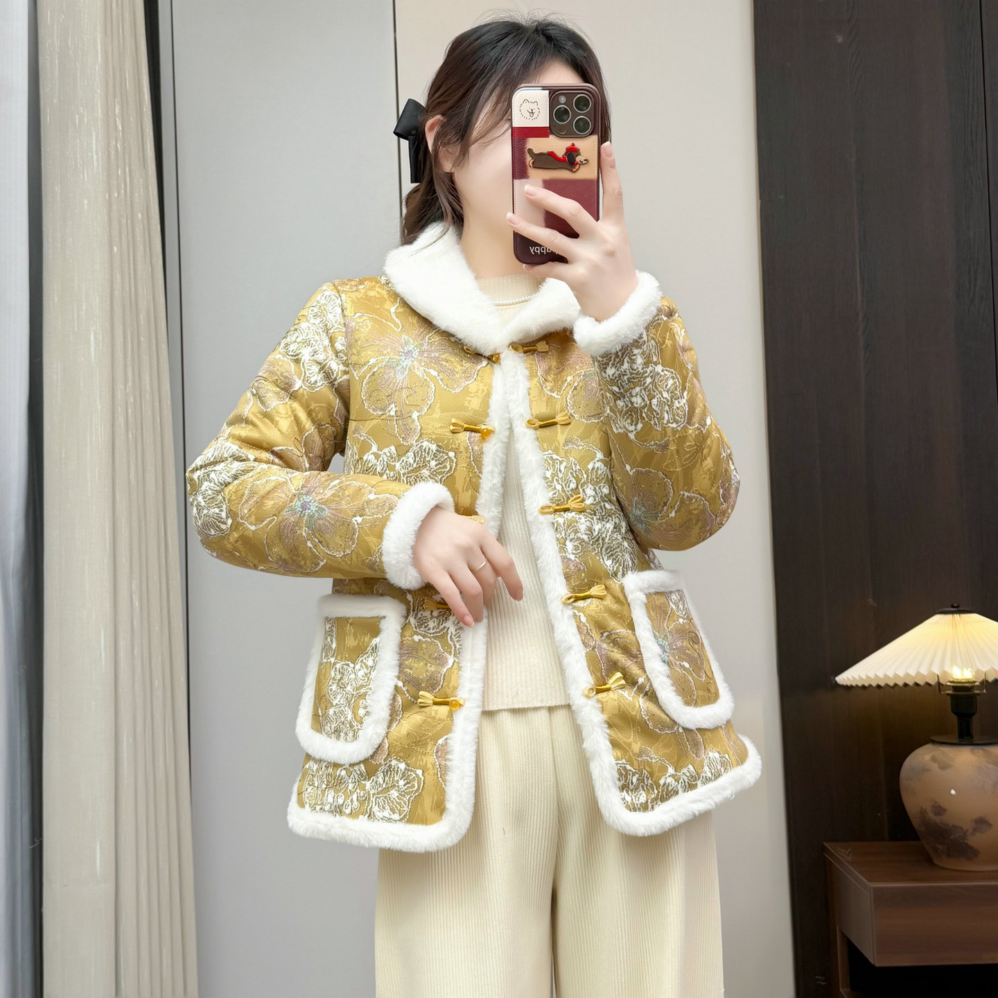 新中式国风刺绣加绒加厚棉服外套