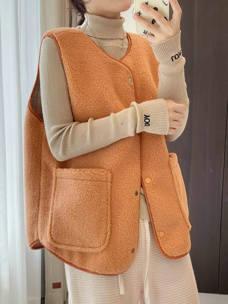韩版宽松羊羔毛马夹背心外套