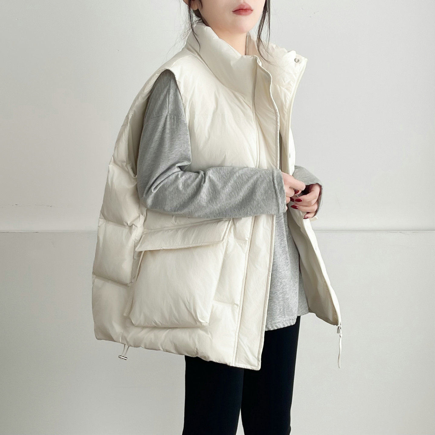 韩版宽松立领白鸭绒羽绒马甲女2026秋冬新款百搭保暖无袖马夹外套,女装/女士精品,马夹,淘宝优惠券,粉丝福利购,淘宝优惠卷