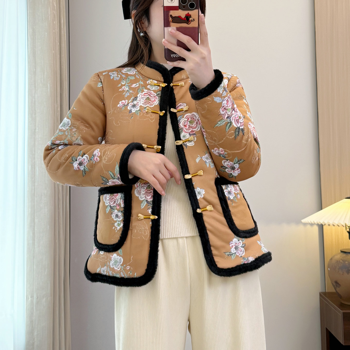 新中式中国风盘扣加绒加厚棉衣