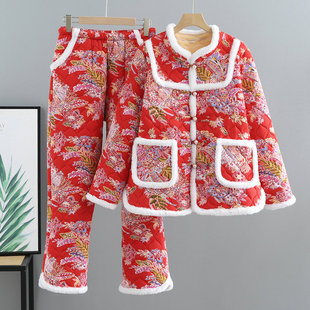 套装 民族风棉服加厚棉衣棉裤 大花袄棉袄两件套女2025冬季 东北时尚