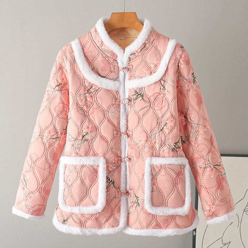 民族风加绒网红东北盘扣花棉袄