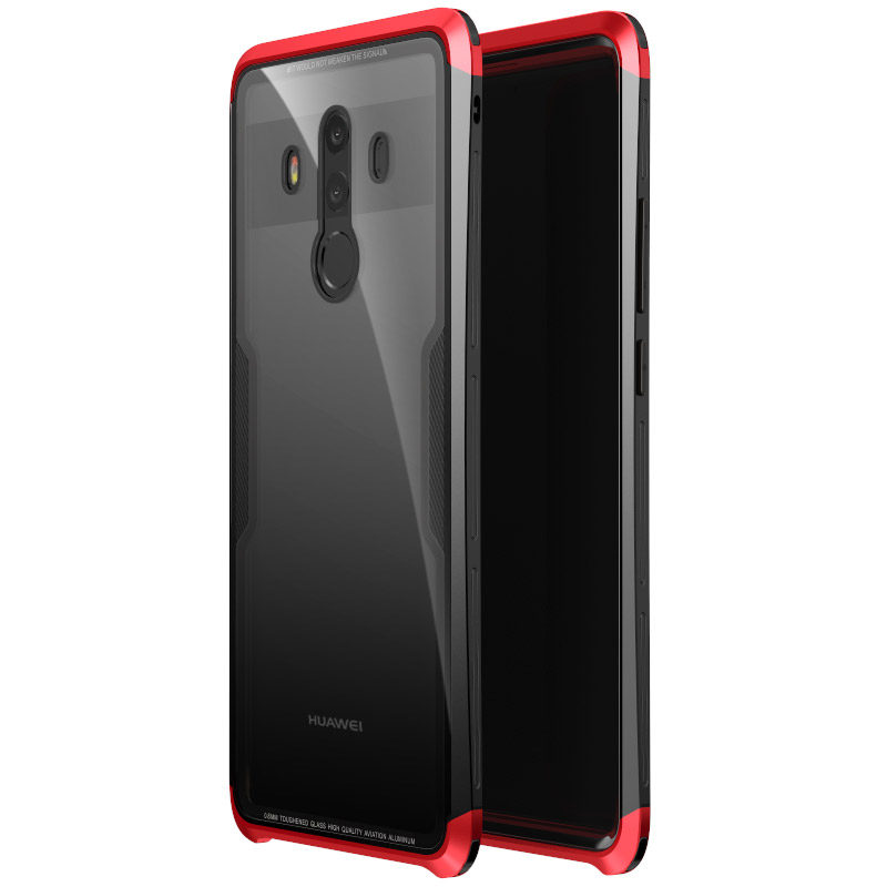 Luphie Nunchaku Airframe Metal Frame Air Barrier Tempered Glass Back Case Cover for Huawei Mate 10 Pro