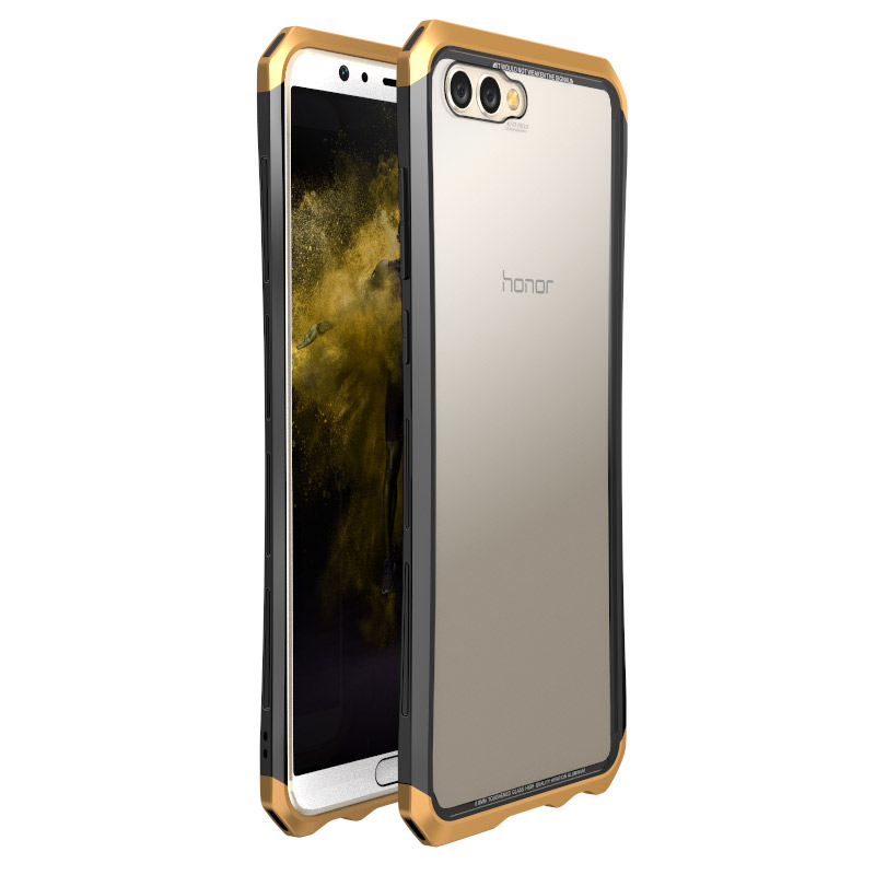 Luphie Nunchaku Airframe Metal Frame Air Barrier Tempered Glass Back Case Cover for Huawei Honor V10