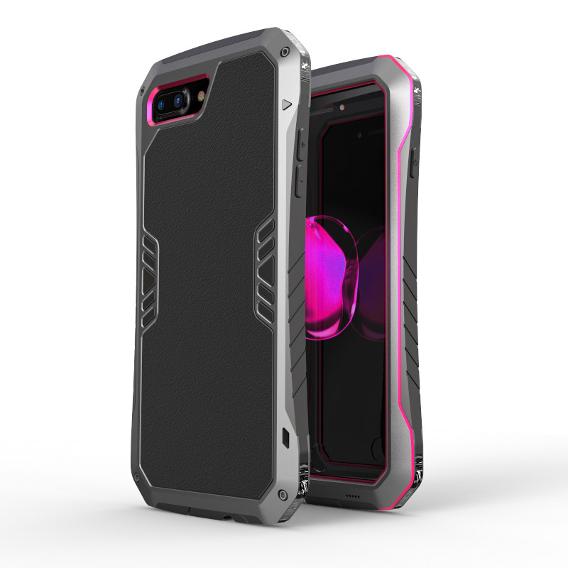 Luphie Armored Knight Bicolor Aluminum Metal Bumper + Shockproof Silicone Triple Protection Case Cover for Apple iPhone 7 Plus/7