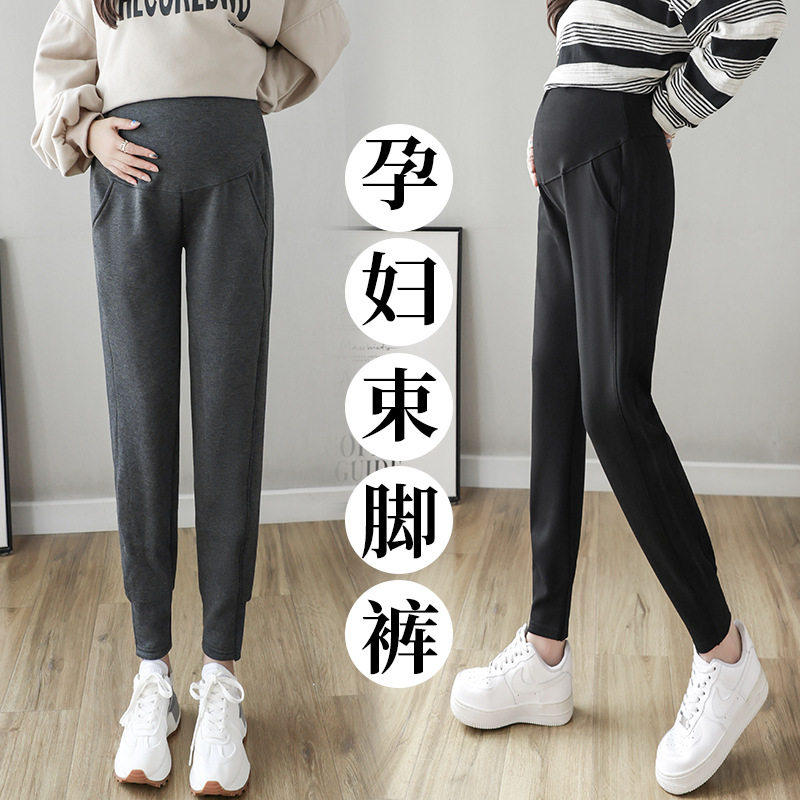 孕妇裤裤子长裤秋冬款外穿打底运动棉裤高腰裤加厚绒冬装托腹孕期
